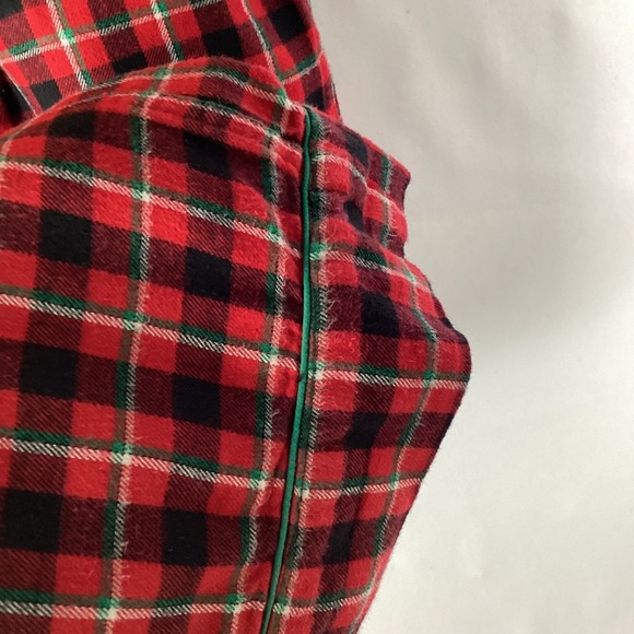 Lands End Plaid Pajama Pants Women L 14 16 Red  Green Flannel Drawstring Pockets - Picture 6 of 8